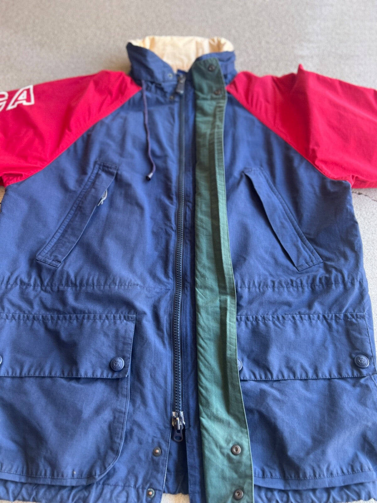 Vintage 90's Nautica Blue Water Challenge Packable Hood Sailing Jacket