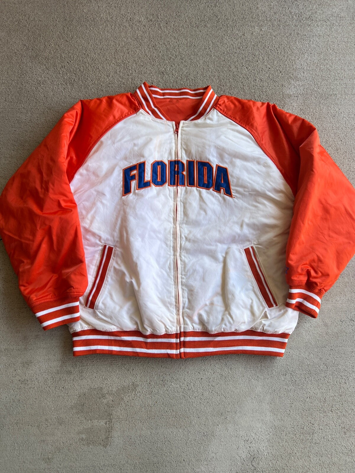 Vintage Y2K Starter Florida University Reversible Satin Bomber Jacket