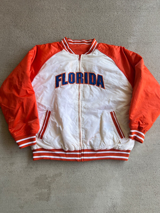 Vintage Y2K Starter Florida University Reversible Satin Bomber Jacket